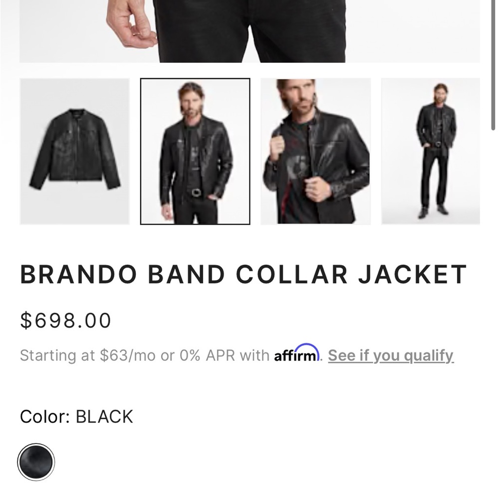 John Varvatos Men's Black Leather Jacket